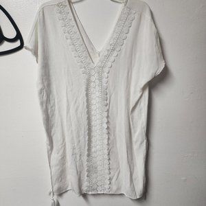 Kona Sol White Rayon Blend Swimsuit Coverup Small Summer Flawed